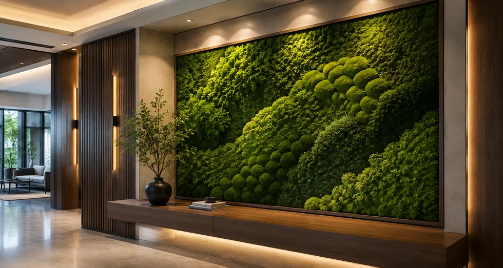 Different types of preserved moss walls