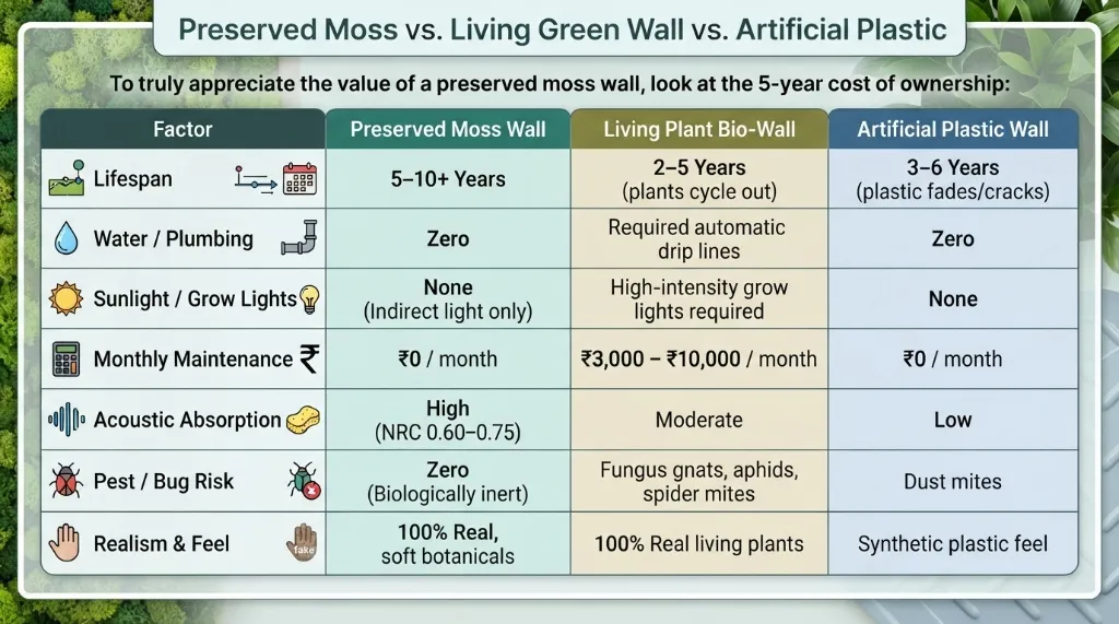 Natural vs Preserved Moss Comparison